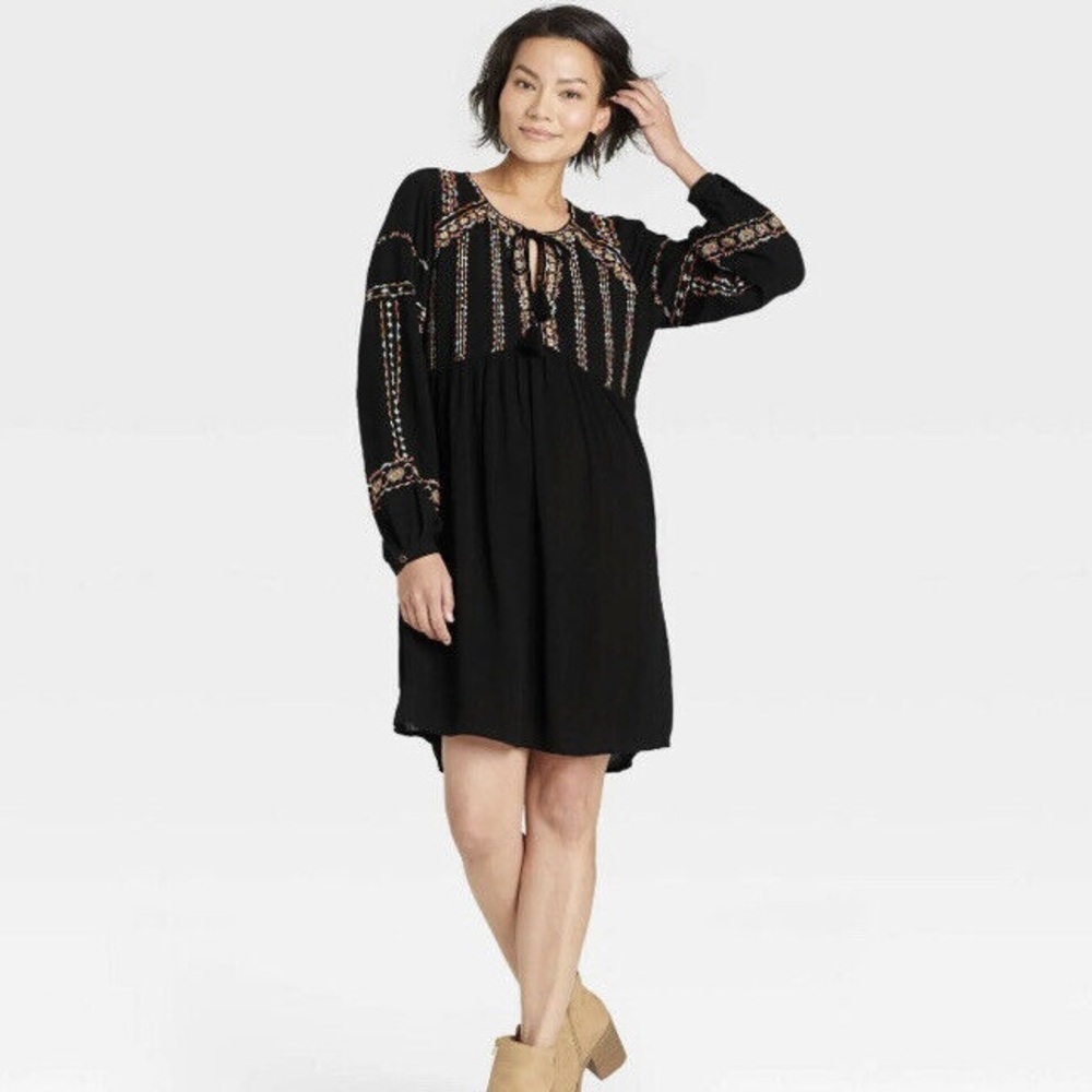 Knox Rose Embroidered Women’s Black Dress